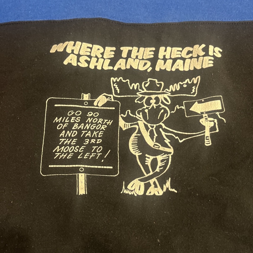 Vintage Tultex Graphic Sweatshirt Maine Moose‎ Hunting USA Large - Picture 2 of 10